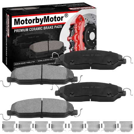 Motorbymotor MotorbyMotor Front Ceramic Brake Pads w/Hardware Kits D1464(4Pack) BPD1464